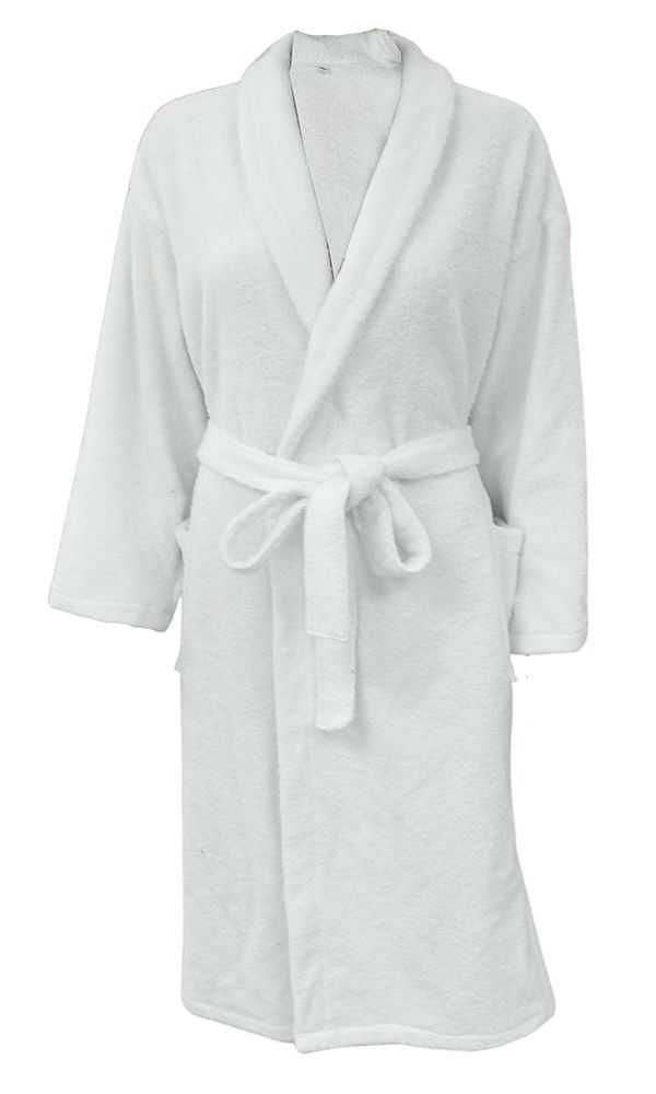 Unisex 100% Cotton Bathrobe 450GSM Towelling Gown Soft Absorbent Luxury - Optical White
