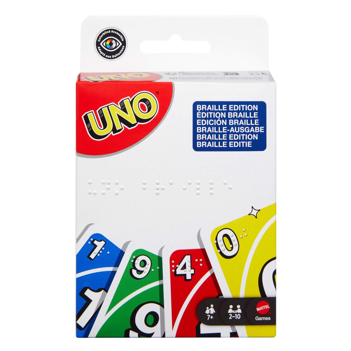 UNO Braille Card Game with Deck Designed for Blind & Low-Vision Players
